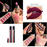 5 in 1 Lipstick Origional Matte lipsticks 4 In 1 Long Lasting Matte Lip Gloss Red Brown Nude Pink Maroon | Waterproof Creamy Lipstick nude and Red Shades Lipsticks,5in1 matte lipstick pop push play lipsticks